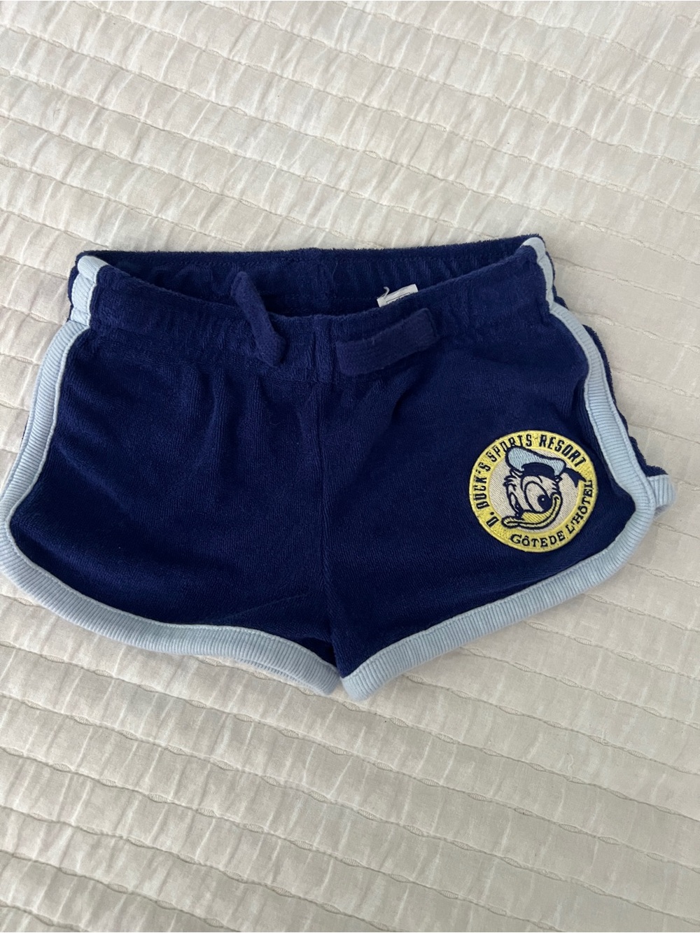 H&M Disney Donald Duck Navy Shorts with Light Blue Trim and Patch